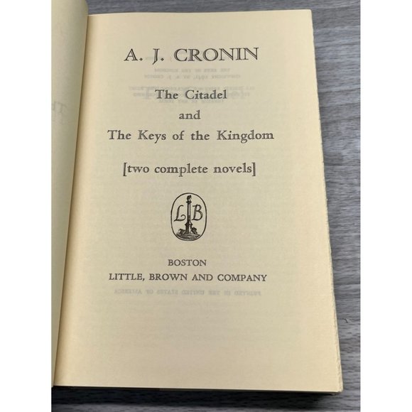 A J Cronin The Citadel The Keys of the Kingdom HCDJ Book Club 1941 2 Novels - Picture 5 of 9